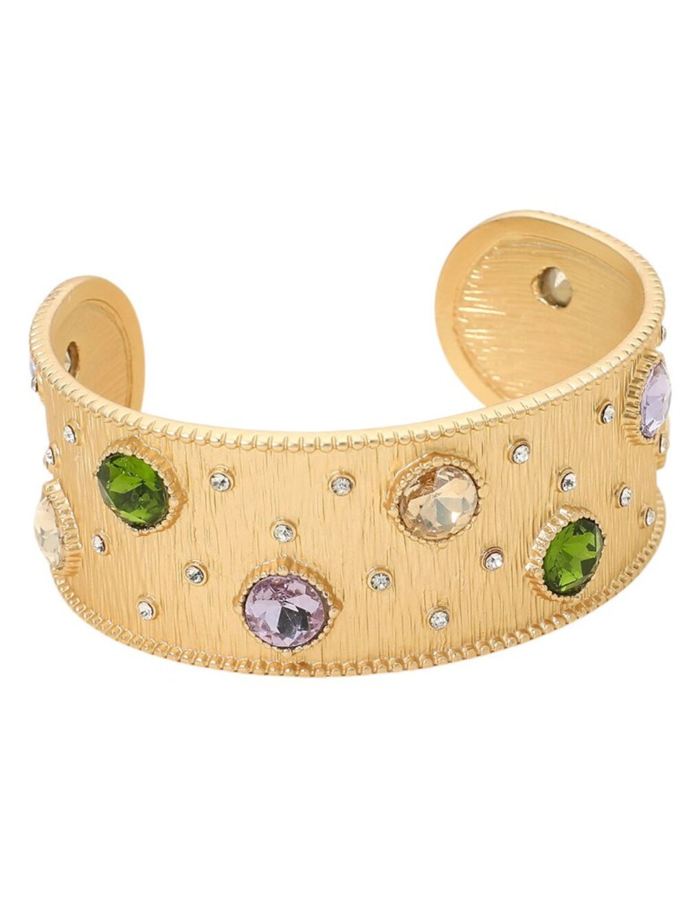 Tigerstars Multi Gold Stone Embellished Wide Cuff Bracelet